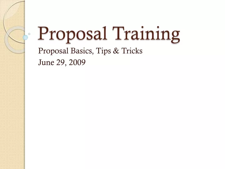 proposal training