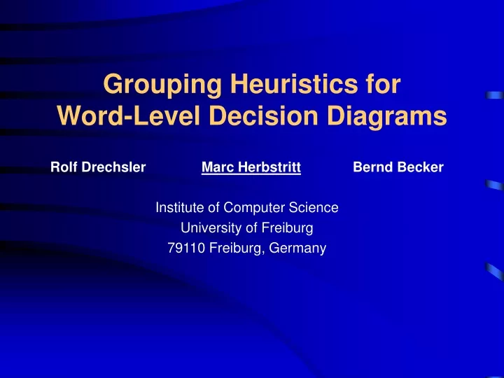 grouping heuristics for word level decision diagrams