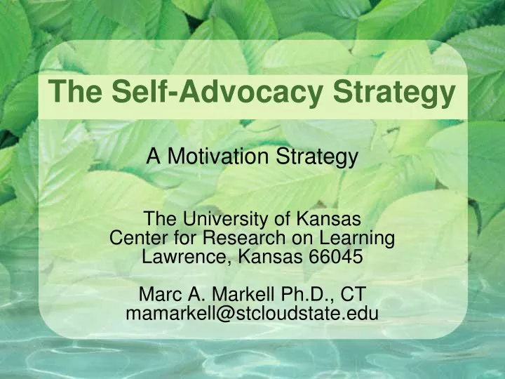 the self advocacy strategy