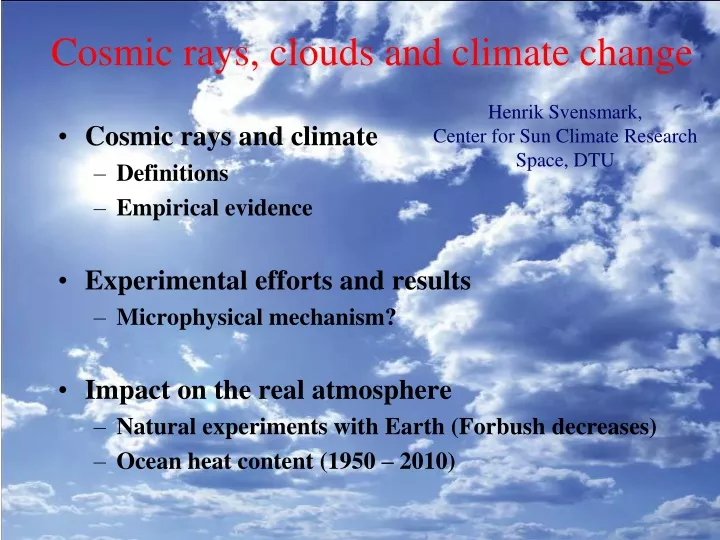 cosmic rays clouds and climate change