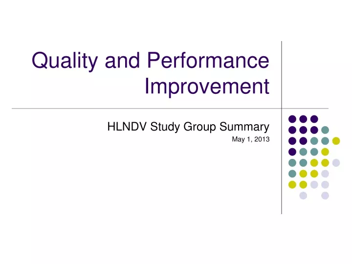 quality and performance improvement