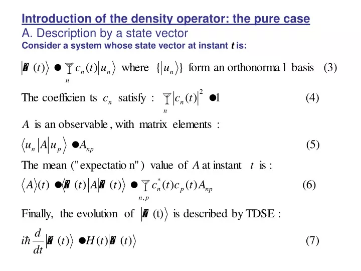 introduction of the density operator the pure