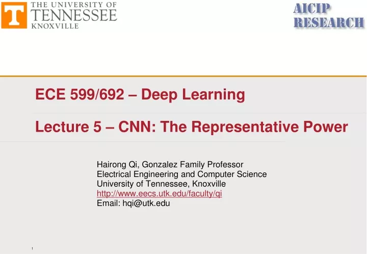 ece 599 692 deep learning lecture 5 cnn the representative power