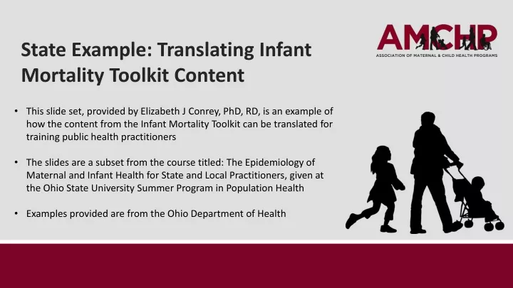 state example translating infant mortality toolkit content