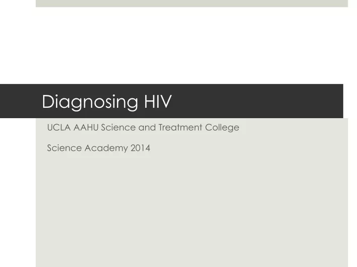 diagnosing hiv