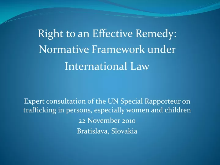 right to an effective remedy normative framework