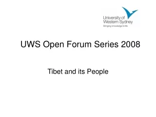 UWS Open Forum Series 2008