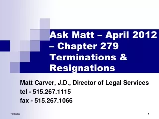 Ask Matt – April 2012 – Chapter 279 Terminations &amp; Resignations