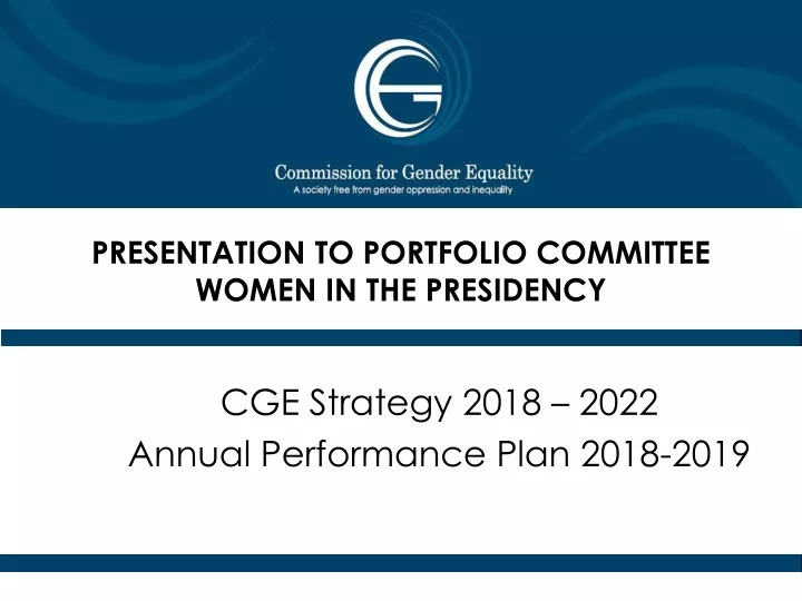 presentation to portfolio committee women in the presidency