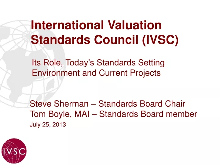 international valuation standards council ivsc