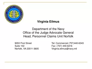 Virginia Eilmus Department of the Navy Office of the Judge Advocate General
