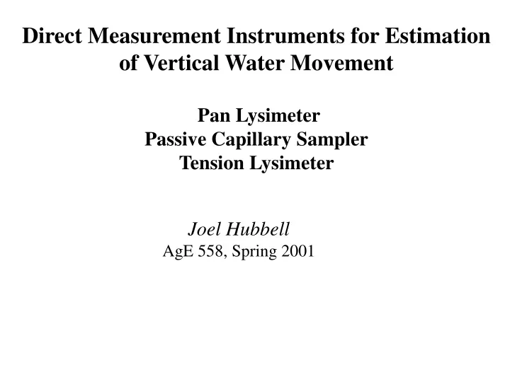 direct measurement instruments for estimation