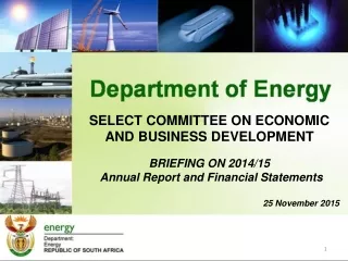 SELECT COMMITTEE ON ECONOMIC AND BUSINESS DEVELOPMENT  BRIEFING ON 2014/15