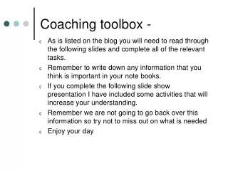Coaching toolbox -