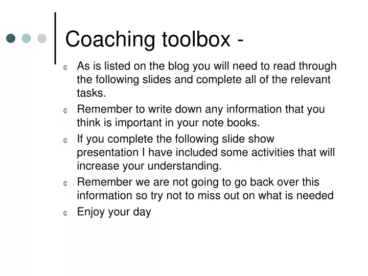 coaching toolbox
