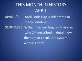 THIS MONTH IN HISTORY APRIL