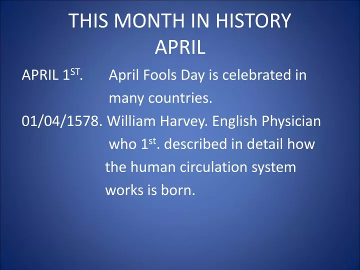 this month in history april