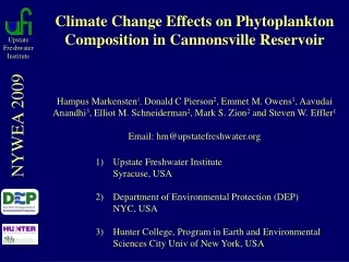 Climate Change Effects on Phytoplankton Composition in Cannonsville Reservoir