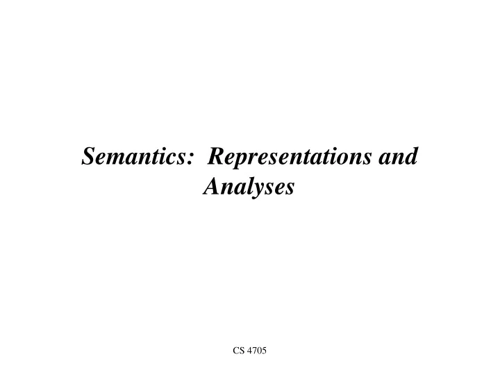 semantics representations and analyses