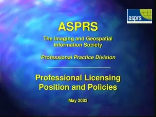ASPRS The Imaging and Geospatial Information Society Professional Practice Division