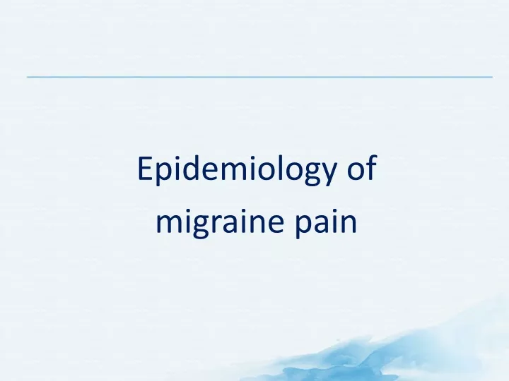 epidemiology of migraine pain