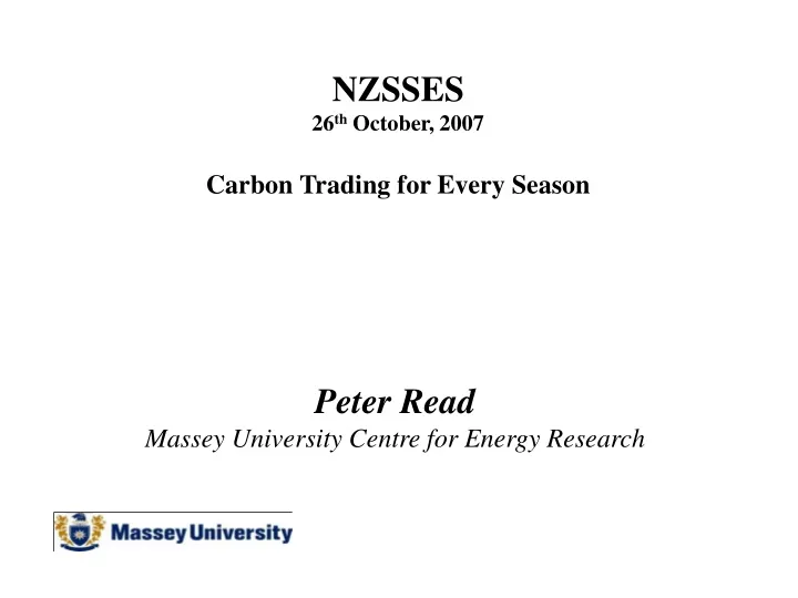 nzsses 26 th october 2007 carbon trading