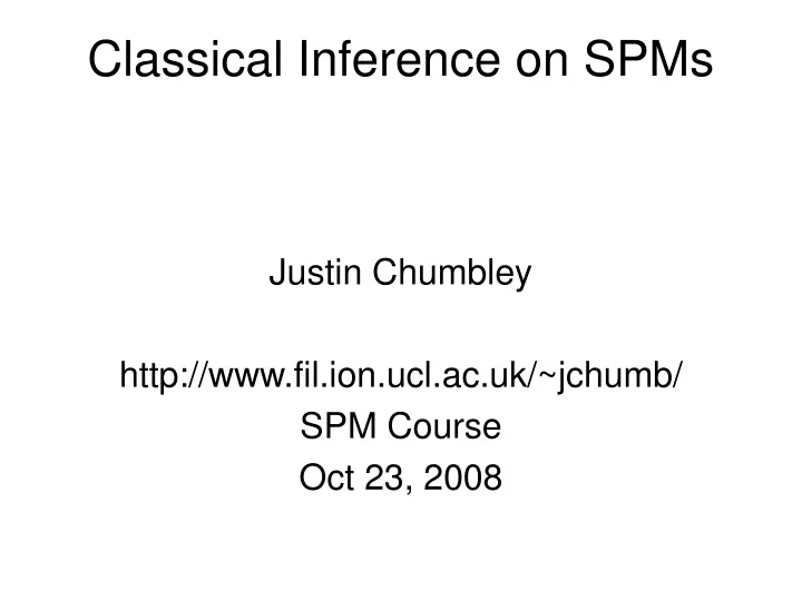 classical inference on spms
