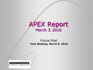 APEX Report March 3 ,  2010