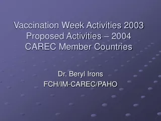 Vaccination Week Activities 2003  Proposed Activities – 2004 CAREC Member Countries