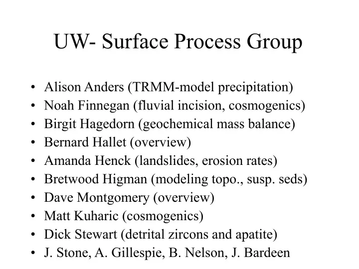 uw surface process group
