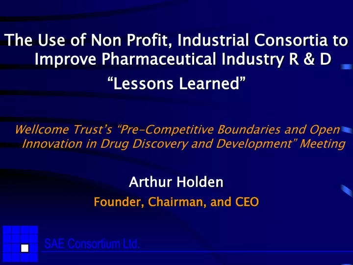 the use of non profit industrial consortia