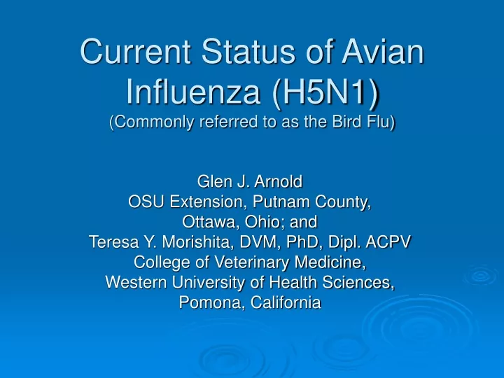 current status of avian influenza h5n1 commonly referred to as the bird flu