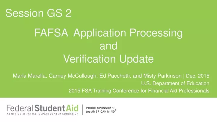 fafsa application processing and verification update