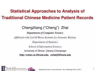 Statistical Approaches to Analysis of  Traditional Chinese Medicine Patient Records