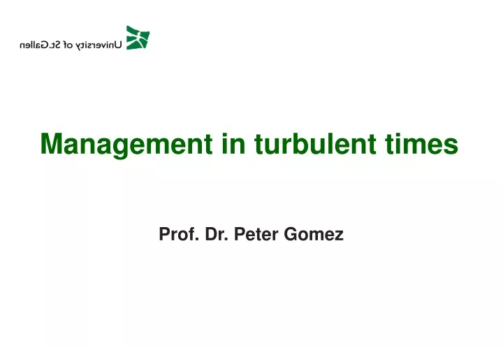management in turbulent times