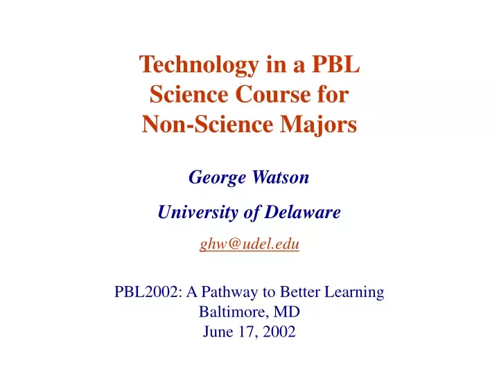 technology in a pbl science course
