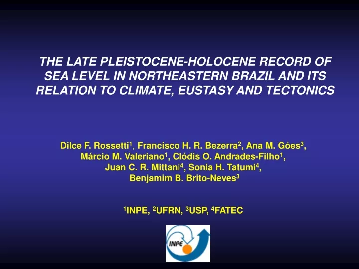 the late pleistocene holocene record of sea level