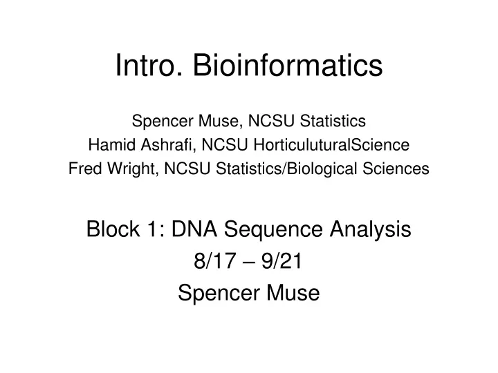 intro bioinformatics