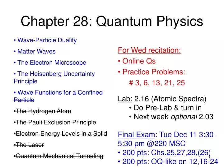 chapter 28 quantum physics