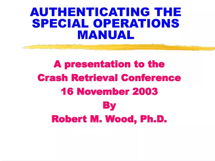 authenticating the special operations manual