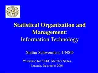 Statistical Organization and Management : Information Technology Stefan Schweinfest, UNSD