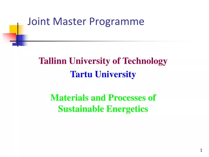 joint master programme