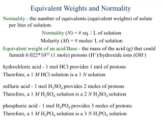 Equivalent Weights and Normality