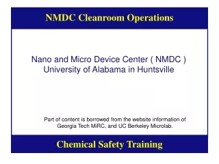 NMDC Cleanroom Operations
