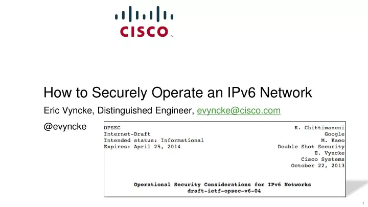 how to securely operate an ipv6 network