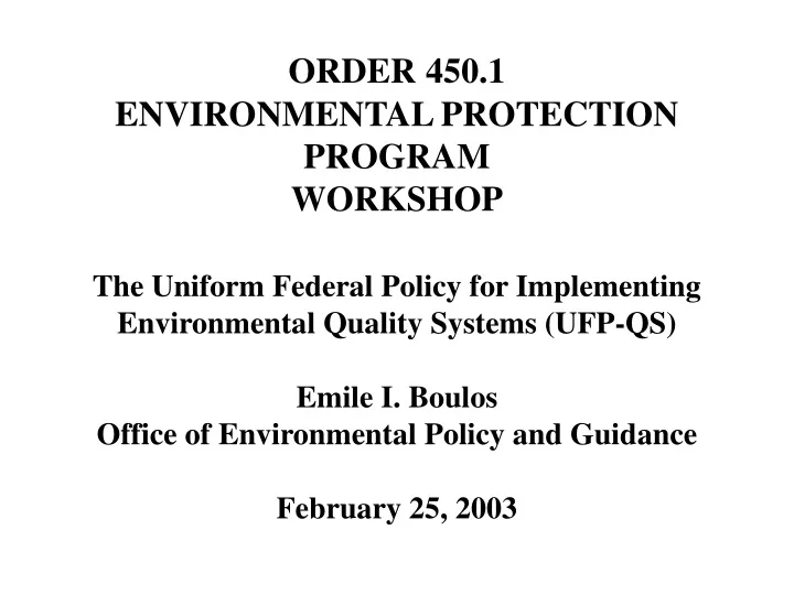 order 450 1 environmental protection program