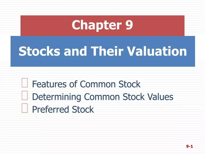 stocks and their valuation