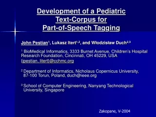 Development of a Pediatric  Text-Corpus for  Part-of-Speech Tagging