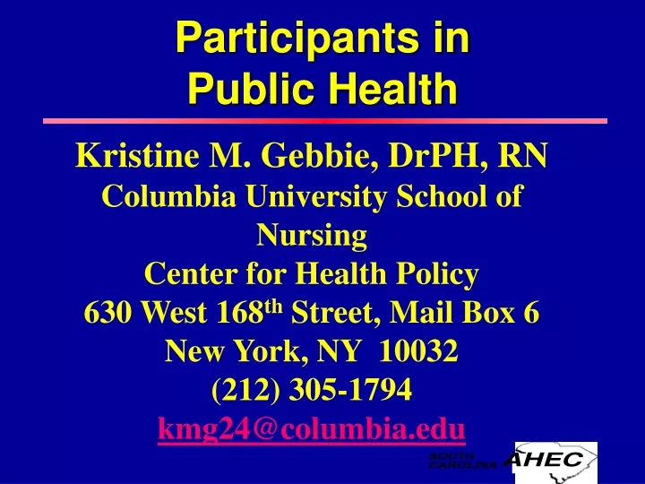 participants in public health