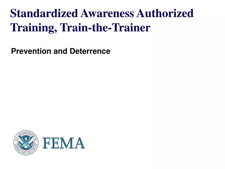 standardized awareness authorized training train the trainer